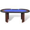 vidaXL 10 Player Casino Poker Table Dealer Area with Removable Chip Tray Blue/Green - Image 8