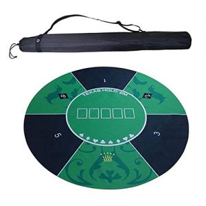 HEN'GMF Portable Round Poker Table Mat Flannel Surface Texas Hold em Poker Mat with Carry Tube for Family Party Games Poker Accessories