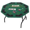 HOMCOM 8 Player Folding Games Poker Table with Chip Cup Holder Steel Base Felt Top Octagon Blackjack Casino Green - Image 7
