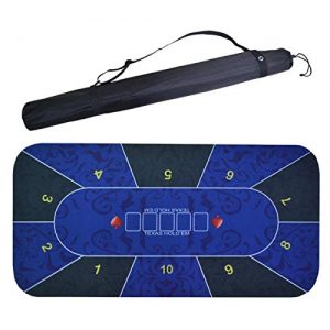 Poker Table Top, Layout Poker Mat, Portable Poker Table Mat Texas Hold Em Poker Mat with Carry Tube, Rubber Bottom, Flannel Surface