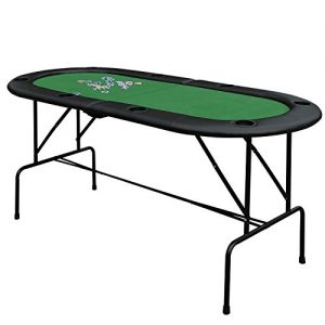 HOMCOM Poker Table 1.85m Folding Top for 8 Players Casino with Chip Trays Drink Holders