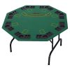 HOMCOM 8 Player Folding Games Poker Table with Chip Cup Holder Steel Base Felt Top Octagon Blackjack Casino Green - Image 2