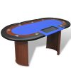 vidaXL 10 Player Casino Poker Table Dealer Area with Removable Chip Tray Blue/Green - Image 2