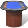 vidaXL 10 Player Casino Poker Table Dealer Area with Removable Chip Tray Blue/Green - Image 7