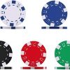 Display4top Texas Holdem Poker Chips Set with Aluminum Case ,2 Decks of Cards, Dealer, Small Blind, Big Blind Buttons and 5 Dice (Silver/500pcs) - Image 4