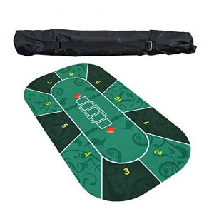 HEN'GMF Portable Rubber Foam Poker Table Mat Texas Hold em Poker Mat with Carry Tube to Play Cards, Poker Games, Blackjack, Casino (1.2x0.6m/1.8x0.9m)