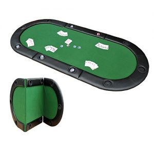 HOMCOM 200cmx90cm/79 x36 Classic 3 Folding Poker Table Foldable Poker Top 10 Seater Players Blackjack Table with Drink Holders Carry Bag