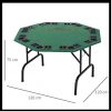 HOMCOM 8 Player Folding Games Poker Table with Chip Cup Holder Steel Base Felt Top Octagon Blackjack Casino Green - Image 5
