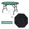 HOMCOM 8 Player Folding Games Poker Table with Chip Cup Holder Steel Base Felt Top Octagon Blackjack Casino Green - Image 3