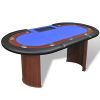 vidaXL 10 Player Casino Poker Table Dealer Area with Removable Chip Tray Blue/Green - Image 6