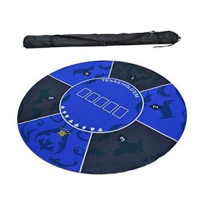 MELLRO Texas Hold'em Table Mat Texas Hold 'em Rubber Mat With Shoulder Bag 180x90cm Blue Green Round Rubber Foam Poker Mats For Texas Holdem Poker