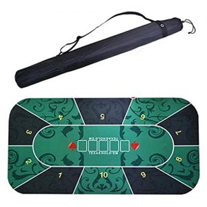 YFY Poker Table Mat, Texas Hold'em Poker Mat Non-slip Texas Hold'em Table Mat Poker Game Mat Playing Cards Poker Mat for Family Games, 120 × 60cm