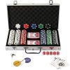 Display4top Texas Holdem Poker Chips Set with Aluminum Case ,2 Decks of Cards, Dealer, Small Blind, Big Blind Buttons and 5 Dice (Silver/300pcs) - Image 2
