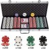 Display4top Texas Holdem Poker Chips Set with Aluminum Case ,2 Decks of Cards, Dealer, Small Blind, Big Blind Buttons and 5 Dice (Silver/500pcs) - Image 3